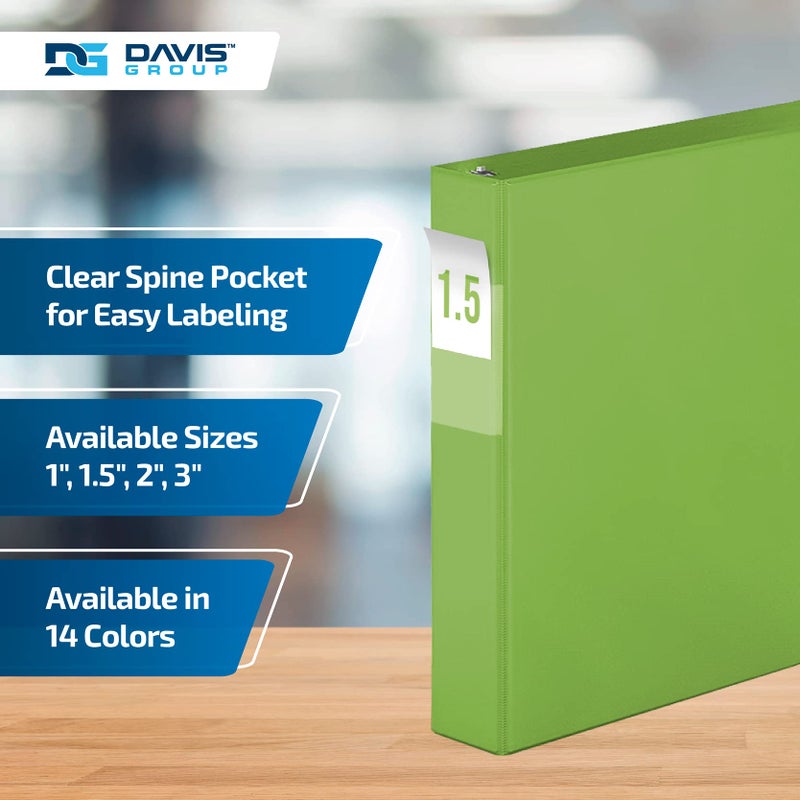Davis Group Premium Economy 6-Pack 3-Ring Binders for School or Office, D-Ring Binders, 1.5 Inch, Lime Green - Image 4